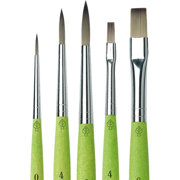 Pinceaux - Plat - Rond - Acrylique - Huile - Synthétique - Assortiment de 5 tailles + trousse - Da Vinci