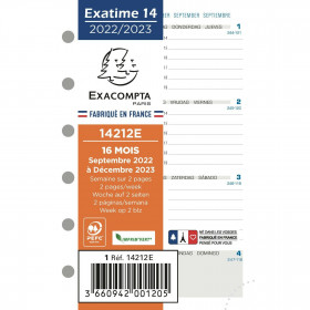 photo-Recharge pour agenda - Exatime 14 - 2022/2023 - 14212E - Septembre à décembre