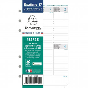 photo-Recharge pour agenda - Exatime 17 - 2022/2023 - 18272E - Septembre à décembre