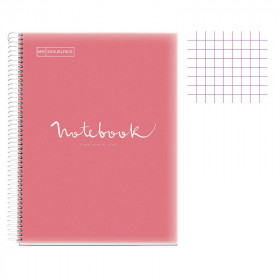 Cahier - A4 (21x29,7cm) - Petits carreaux - 80 pages - couverture en polypro rose - à spirale - Notebook Miquelrius