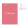 Cahier - A4 (21x29,7cm) - Petits carreaux - 80 pages - couverture en polypro rose - à spirale - Notebook Miquelrius