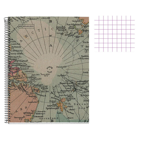 Cahier - A4 21x29,7(cm) - Petits carreaux - 80 pages - couverture en carton - à spirale - carte | Artmania