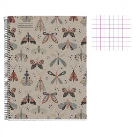 Cahier - A4 21x29,7(cm) - Petits carreaux - 80 pages - couverture en carton papillons - à spirale - Miquelrius | Artmania