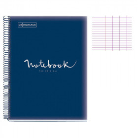 Cahier - A4 (21x29,7cm) - Grands carreaux - 80 pages - couverture en polypro bleu marine - à spirale - Notebook Miquelrius