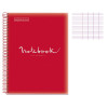 Cahier - A4 (21x29,7cm) - Grands carreaux - 80 pages - couverture en polypro rouge - à spirale - Notebook Miquelrius