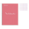 Cahier - A4 (21x29,7cm) - Grands carreaux - 80 pages - couverture en polypro rose - à spirale - Notebook Miquelrius