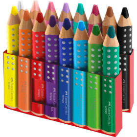 Crayons de couleur - Ergonomique - Mine XXL Jumbo - 16 couleurs + taille-crayon - Faber-Castell