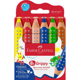 photo-Crayons de couleur - Ergonomique - Mine XXL Jumbo - 6 couleurs - Faber-Castell
