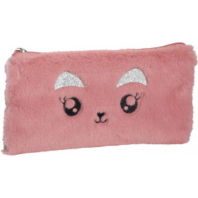 photo-Trousse - Plate - Rectangulaire - Fourrure - Rose - 22 x 12 cm