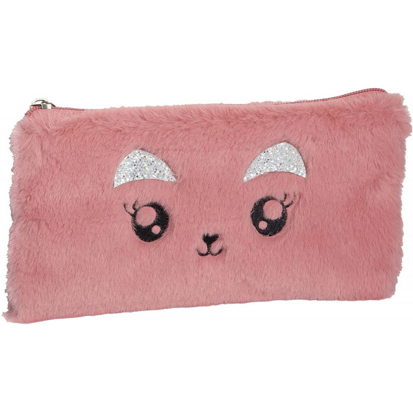 photo-Trousse - Plate - Rectangulaire - Fourrure - Rose - 22 x 12 cm