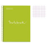 Cahier - A4 (21x29,7cm) - Petits carreaux - 120 pages - couverture en carton vert clair - à spirale - Notebook Miquelrius