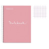 Cahier - A4 (21x29,7cm) - Petits carreaux - 120 pages - couverture en carton rose - à spirale - Notebook Miquelrius