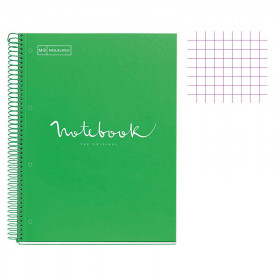 Cahier - A4 (21x29,7cm) - Petits carreaux - 120 pages - couverture en carton vert - à spirale - Notebook Miquelrius