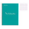 Cahier - A4 (21x29,7cm) - Petits carreaux - 120 pages - couverture en carton turquoise - à spirale - Notebook Miquelrius