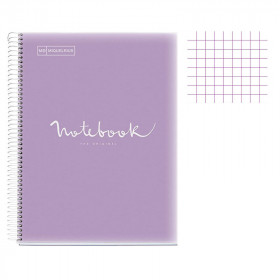 Cahier - A4 (21x29,7cm) - Petits carreaux - 120 pages - couverture en polypro violet - à spirale - Miquelrius