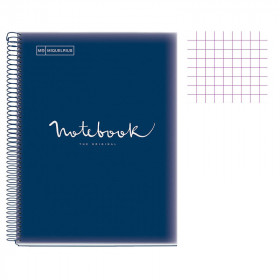 Cahier - A4 (21x29,7cm) - Petits carreaux - 120 pages - couverture en polypro bleu marine - à spirale - Miquelrius