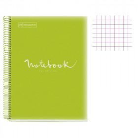 Cahier - A4 (21x29,7cm) - Petits carreaux - 160 pages - couverture en polypro vert - à spirale - Notebook Miquelrius