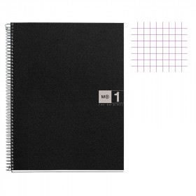 Cahier - A4 (21x29,7cm) - Petits carreaux - 160 pages - couverture en carton noir - à spirale - Miquelrius | Artmania