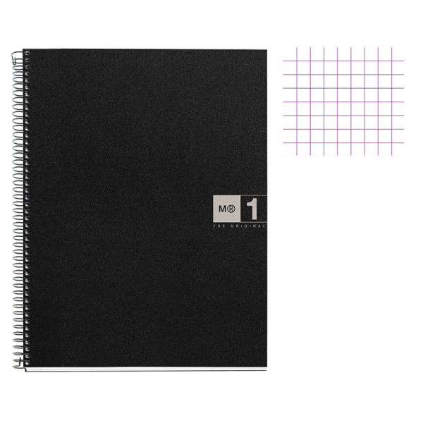 Cahier - A4 (21x29,7cm) - Petits carreaux - 160 pages - couverture en carton noir - à spirale - Miquelrius | Artmania
