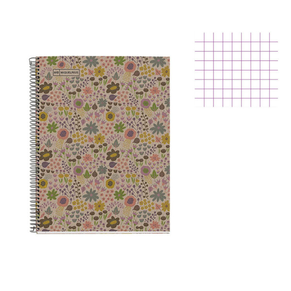 Cahier - A5 14,8x21(cm) - Petits carreaux - 80 pages - couverture en carton - à spirale - Miquelrius | Surdisocunt