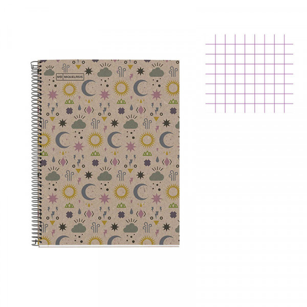 Cahier - A5 14,8x21(cm) - Petits carreaux - 80 pages - couverture en carton - à spirale - Miquelrius | Artmania