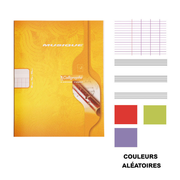 Cahier de musique - 17x22(cm) - Grands carreaux - 48 pages - couverture en carton - sans spirale - Clairefontaine - Calligraphe