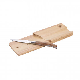 photo-Couteau et planche à découper pour le saucisson - Laguiole - Bois Hévéa