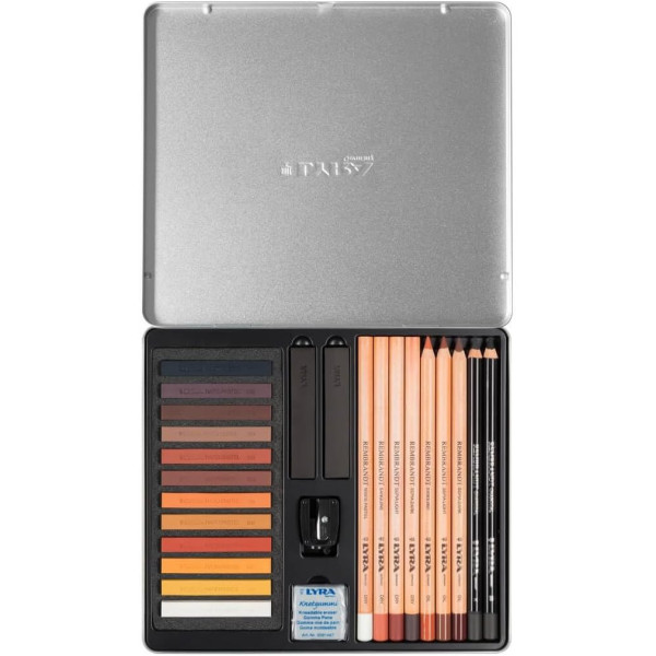 Coffret crayons, pastels + accessoires - Tons marron - Portrait, paysage - Lyra