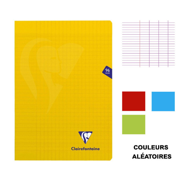 Lot de 4 cahiers - A4 (21x29,7cm) - Grands carreaux - 96 pages - couverture en polypro - sans spirale - Clairefontaine - Mimesys