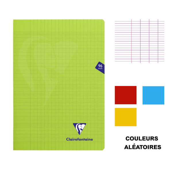 Lot de 4 cahiers - A4 (21x29,7cm) - Grands carreaux - 96 pages - couverture en polypro - sans spirale - Clairefontaine - Mimesys