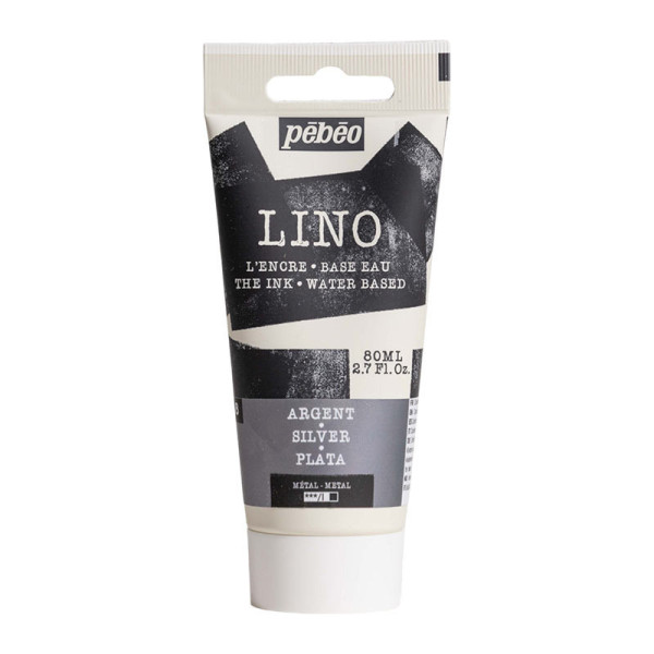 photo-Encre à l'eau - Linogravure - Argent - 18 - Tube de 80ml - Pébéo