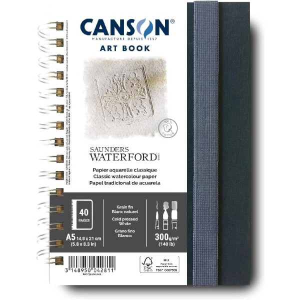 photo-Carnet - Aquarelle - A5 - 40 pages - 300g - Grain fin - Blanc - Canson - Art Book