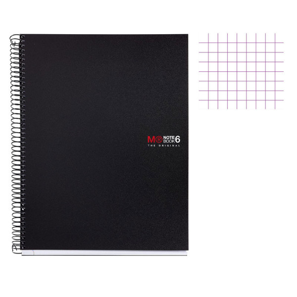Cahier - A4 (21x29,7cm) - Petits carreaux - 150 pages - couverture en polypro noir - à spirale - Miquelrius | Artmania