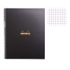 Cahier - A4 (21x29,7cm) - Petits carreaux - 160 pages - couverture en carton noir - à spirale - Rhodia | Artmania