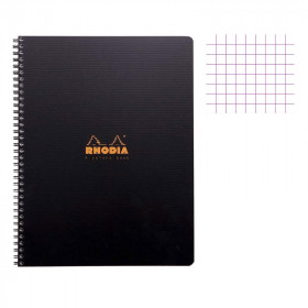 Cahier - A4 (21x29,7cm) - Petits carreaux - 160 pages - couverture en polypro noir - à spirale - Rhodia | Artmania