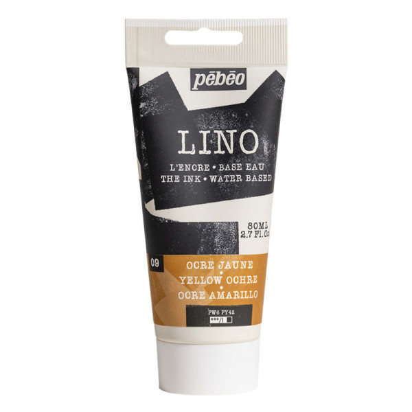 photo-Encre à l'eau - Linogravure - Ocre jaune - 9 - Tube de 80ml - Pébéo