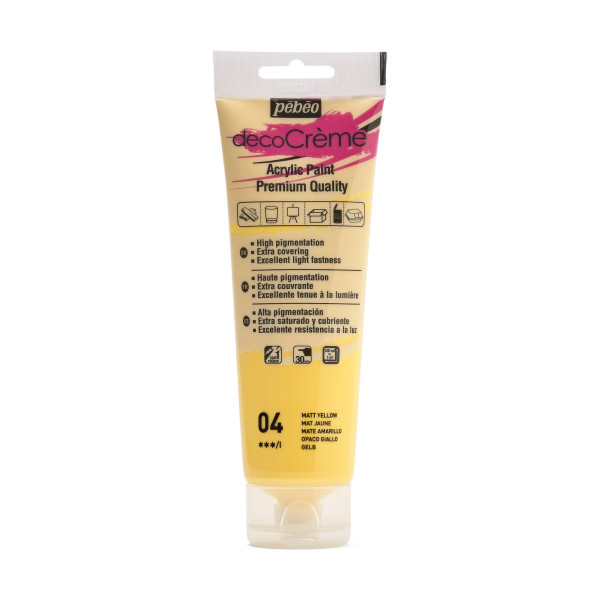 photo-Peinture acrylique - Jaune - Mat - 04 - Multi-supports - DécoCrème - Pébéo - 120ml