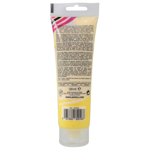 Peinture acrylique - Jaune - Mat - 04 - Multi-supports - DécoCrème - Pébéo - 120ml