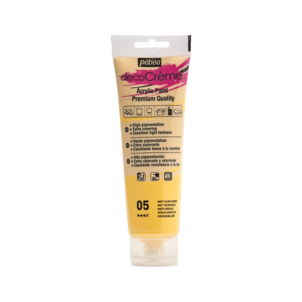 photo-Peinture acrylique - Tournesol - Mat - 05 - Multi-supports - DécoCrème - Pébéo - 120ml
