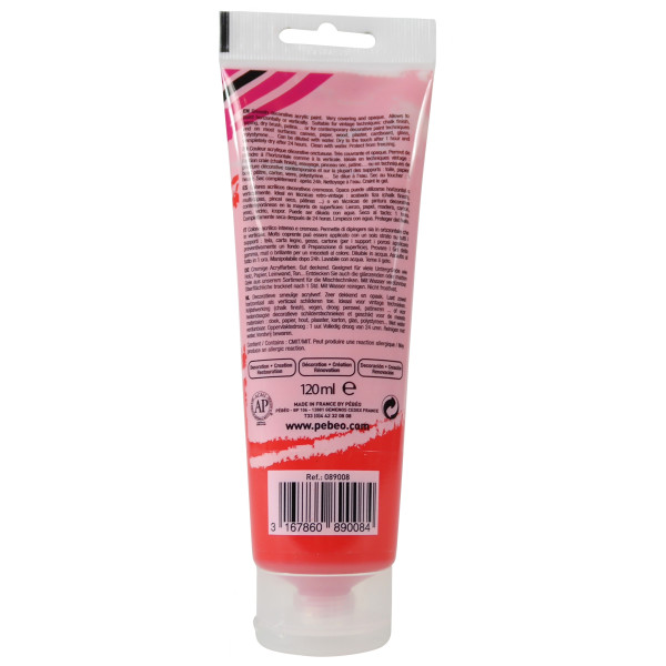 Peinture acrylique - Rouge passion - Mat - 08 - Multi-supports - DécoCrème - Pébéo - 120ml