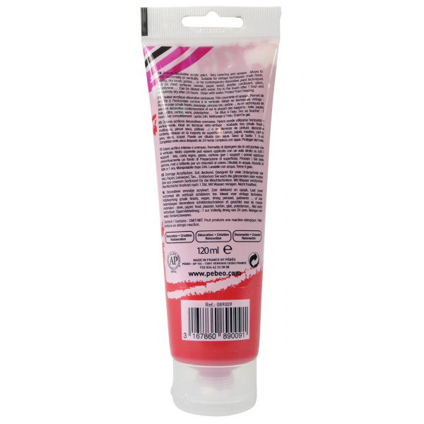 Peinture acrylique - Rouge volcanique - Mat - 09 - Multi-supports - DécoCrème - Pébéo - 120ml