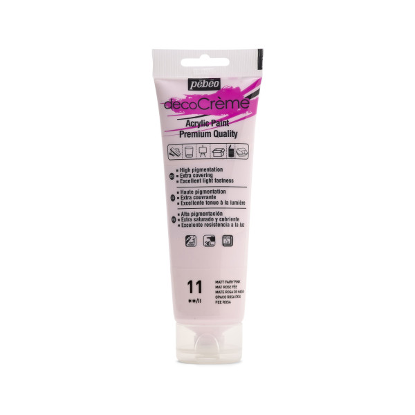 photo-Peinture acrylique - Rosé fée - Mat - 11 - Multi-supports - DécoCrème - Pébéo - 120ml