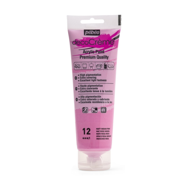 photo-Peinture acrylique - Rose indien - Mat - 12 - Multi-supports - DécoCrème - Pébéo - 120ml