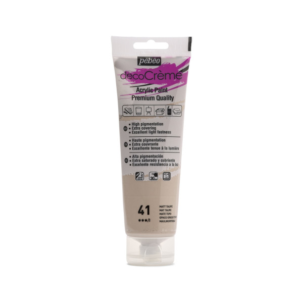 photo-Peinture acrylique - Taupe - Mat - 41 - Multi-supports - DécoCrème - Pébéo - 120ml