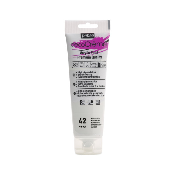 photo-Peinture acrylique - Blanc glacier - Mat - 42 - Multi-supports - DécoCrème - Pébéo - 120ml