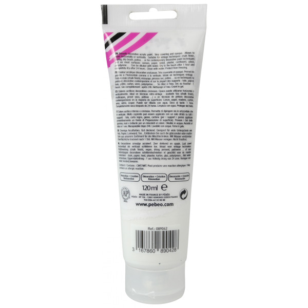Peinture acrylique - Blanc glacier - Mat - 42 - Multi-supports - DécoCrème - Pébéo - 120ml