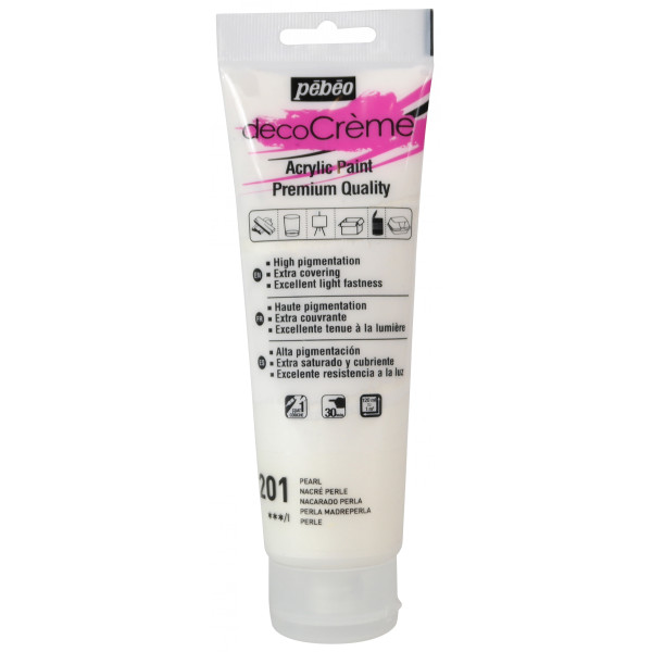 photo-Peinture acrylique - Nacré perle - 201 - Multi-supports - DécoCrème - Pébéo - 120ml