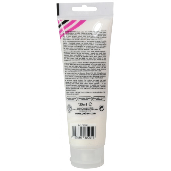 Peinture acrylique - Nacré perle - 201 - Multi-supports - DécoCrème - Pébéo - 120ml