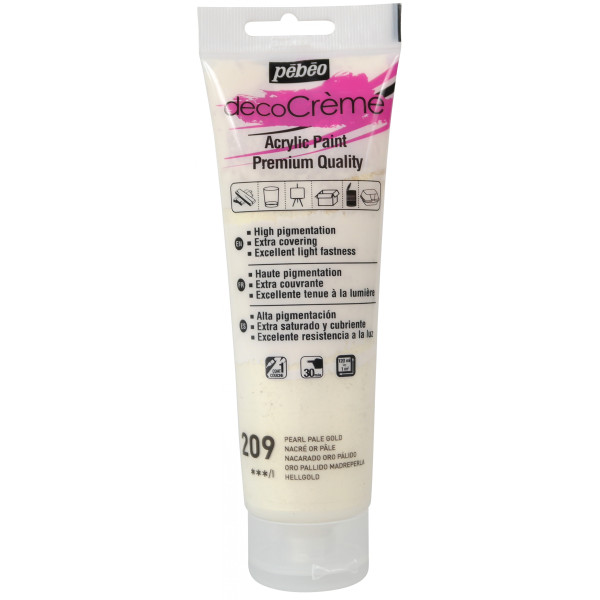 photo-Peinture acrylique - Or pâle - Nacré - 209 - Multi-supports - DécoCrème - Pébéo - 120ml