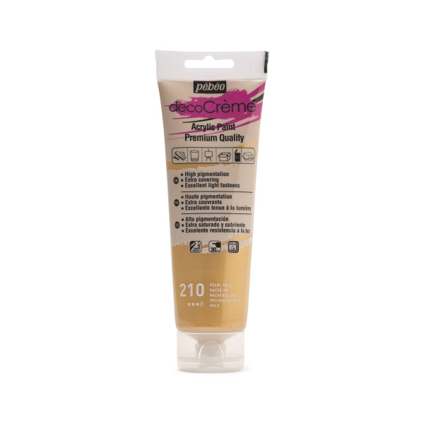 photo-Peinture acrylique - Or - Nacré - 210 - Multi-supports - DécoCrème - Pébéo - 120ml